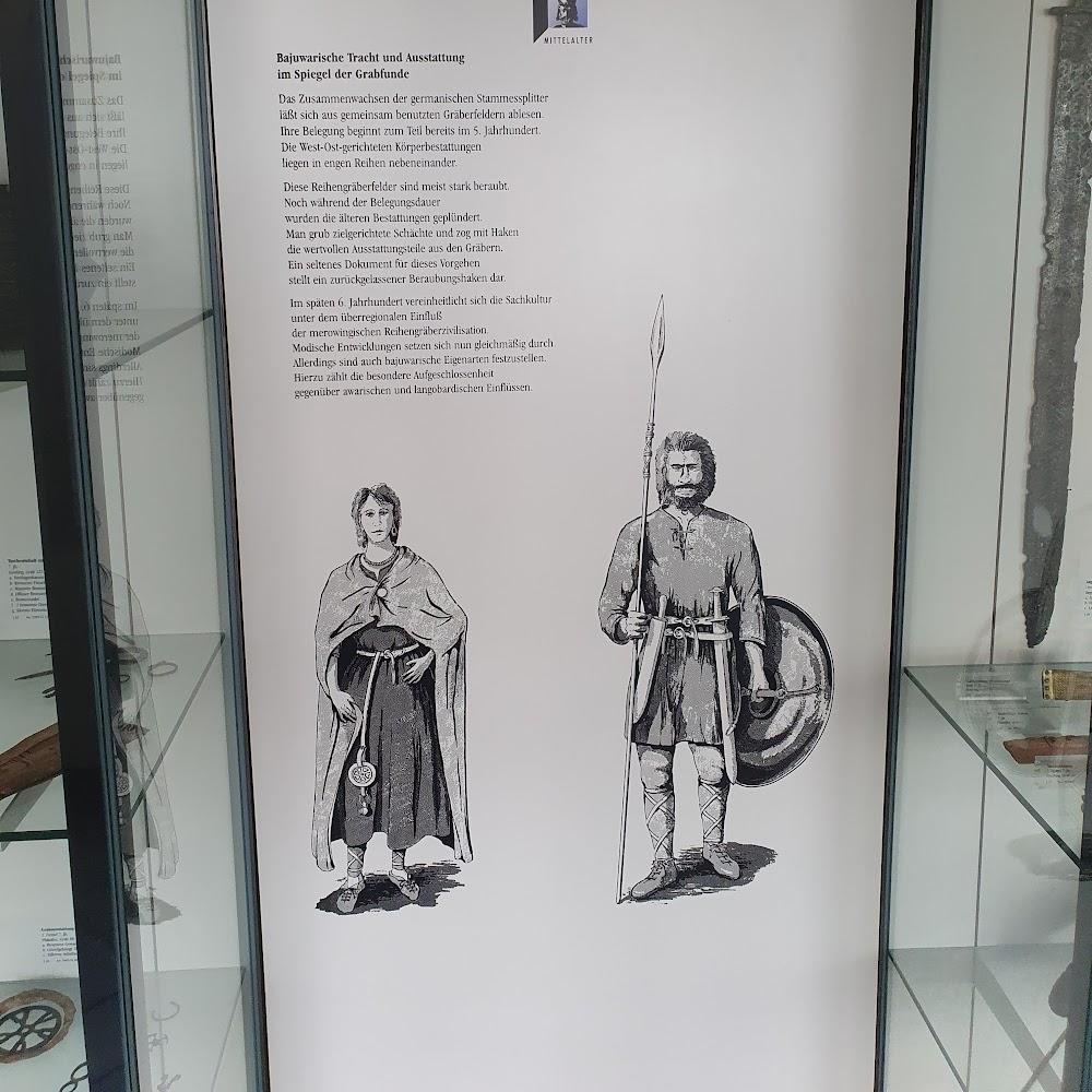 Two illustrations of medieval people in clothing.  A man holds a spear and shield. A woman holds a key.